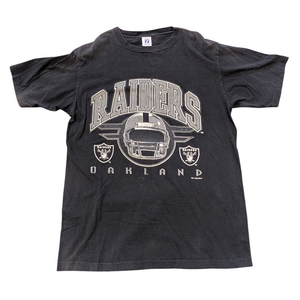 Vintage 1995 Oakland Raiders Shirt Mens Large Black NFL Football Logo 7 - Faded